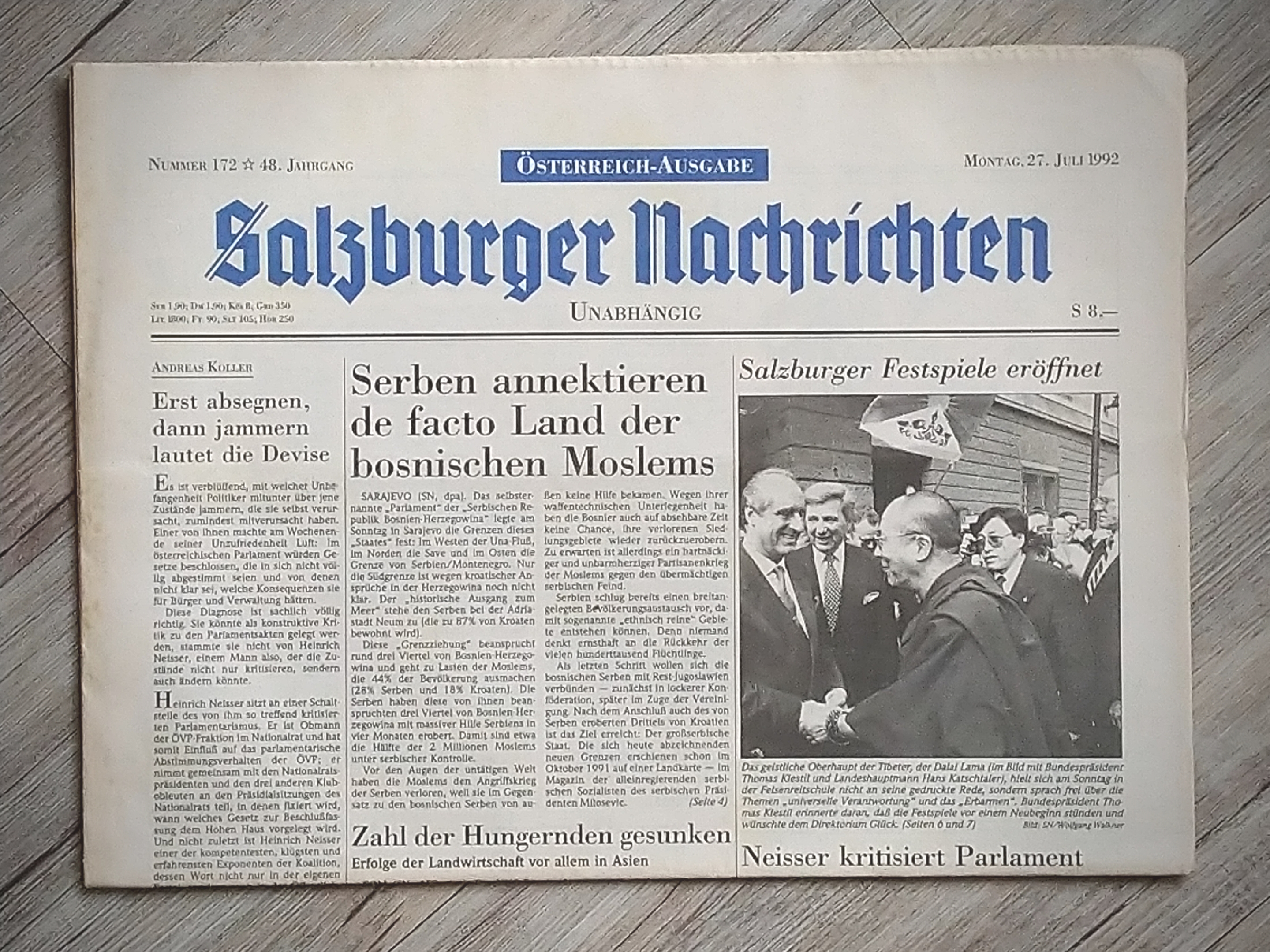 Alte Zeitung Salzburger Nachrichten - Peppis Zeitungsladen