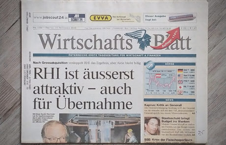 Alte Zeitung Wirtschaftsblatt - Peppis Zeitungsladen