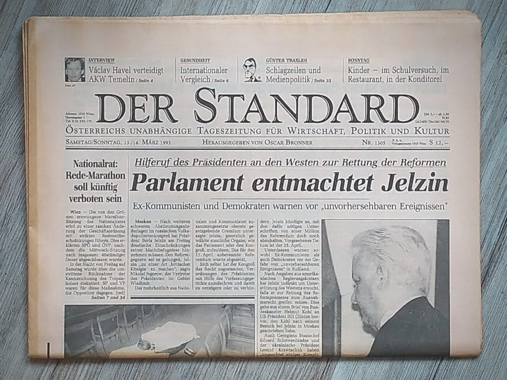 Alten Der Standard ab 1. Dezember 1991 Peppis Zeitungsladen